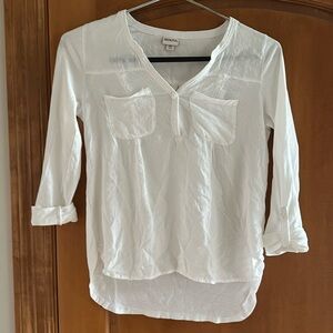 Merona Women’s Button Roll Sleeve Cream Off White Blouse Size XS